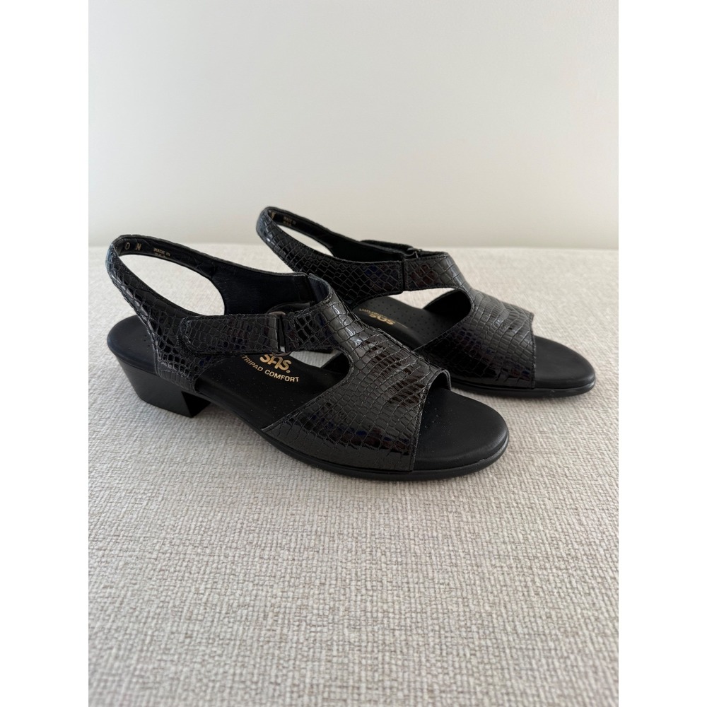 SAS Sandals Alligator Print Patent Leather Buckle Closure Size 10 N Comfort